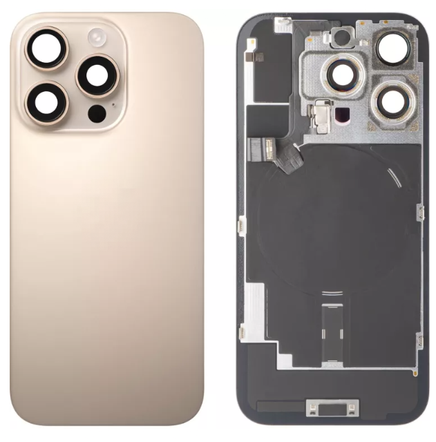 Apple iPhone 16 Pro Backcover Glass - With Camera Frame + Iron Plate + NFC Magnet - Gold OEM