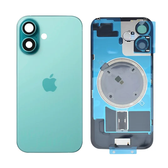 Apple iPhone 16 Backcover Glass - With Camera Frame + Iron Plate + NFC Magnet - Teal Green OEM
