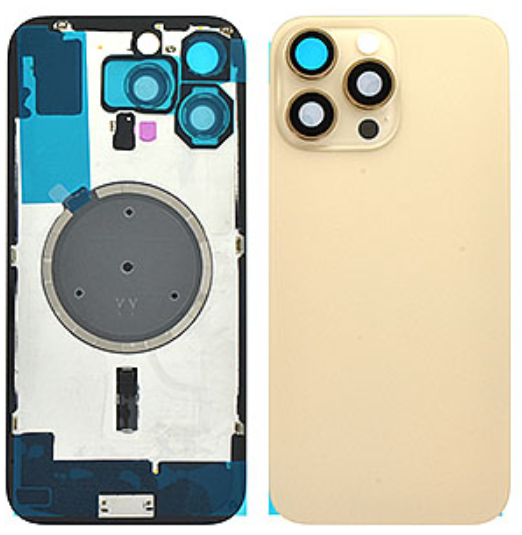 Apple iPhone 16 Pro Max Backcover Glass - With Camera Frame + Iron Plate + NFC Magnet - Gold OEM