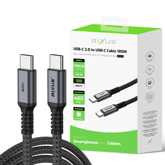RIXUS HIGH QUALITY BRAIDED CABLE FOR CHARGING AND DATA RXUC04