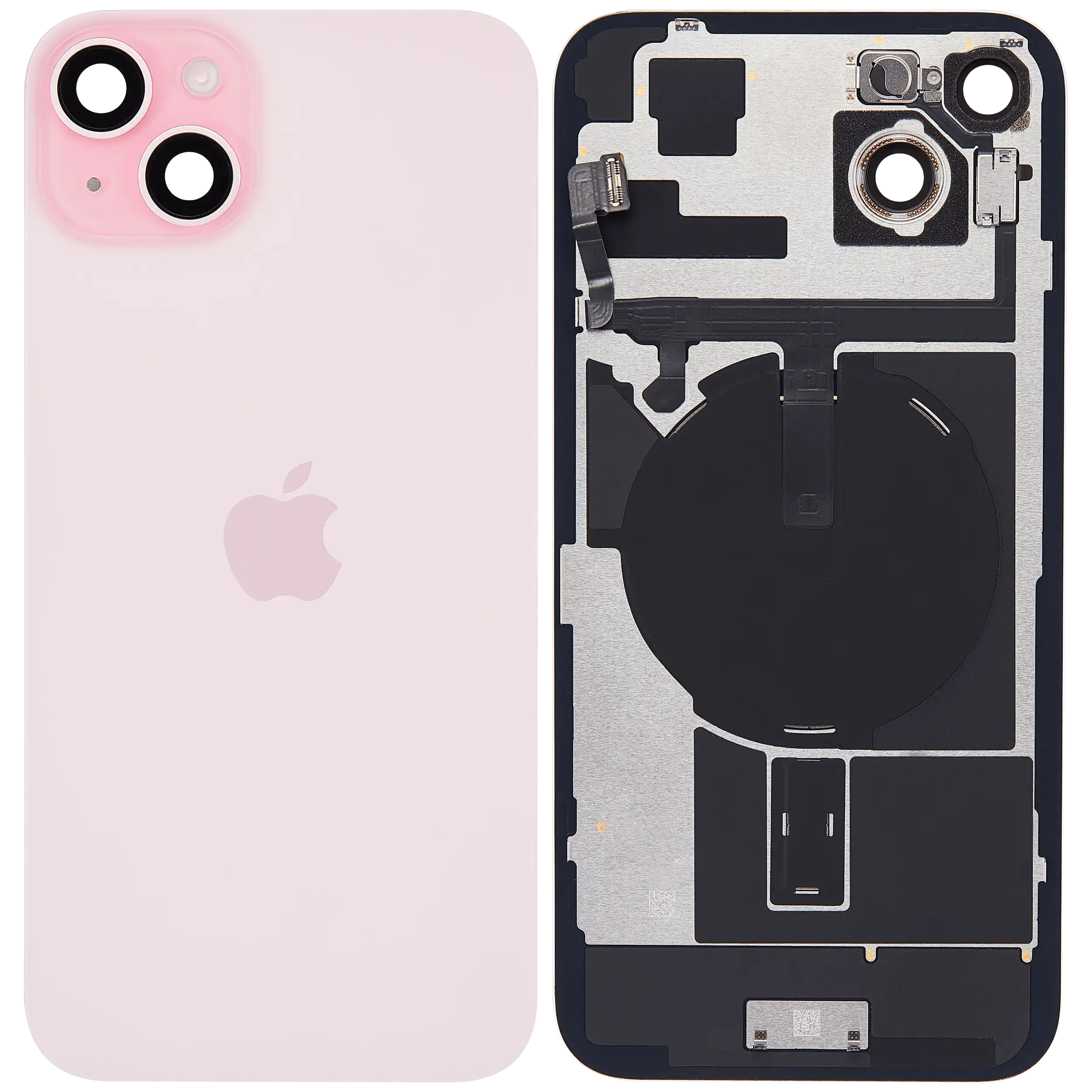 Apple iPhone 15 Backcover Glass - With Flash Light Flex + Magsafe Magnets + Wireless Charging Flex - Pink PULLED