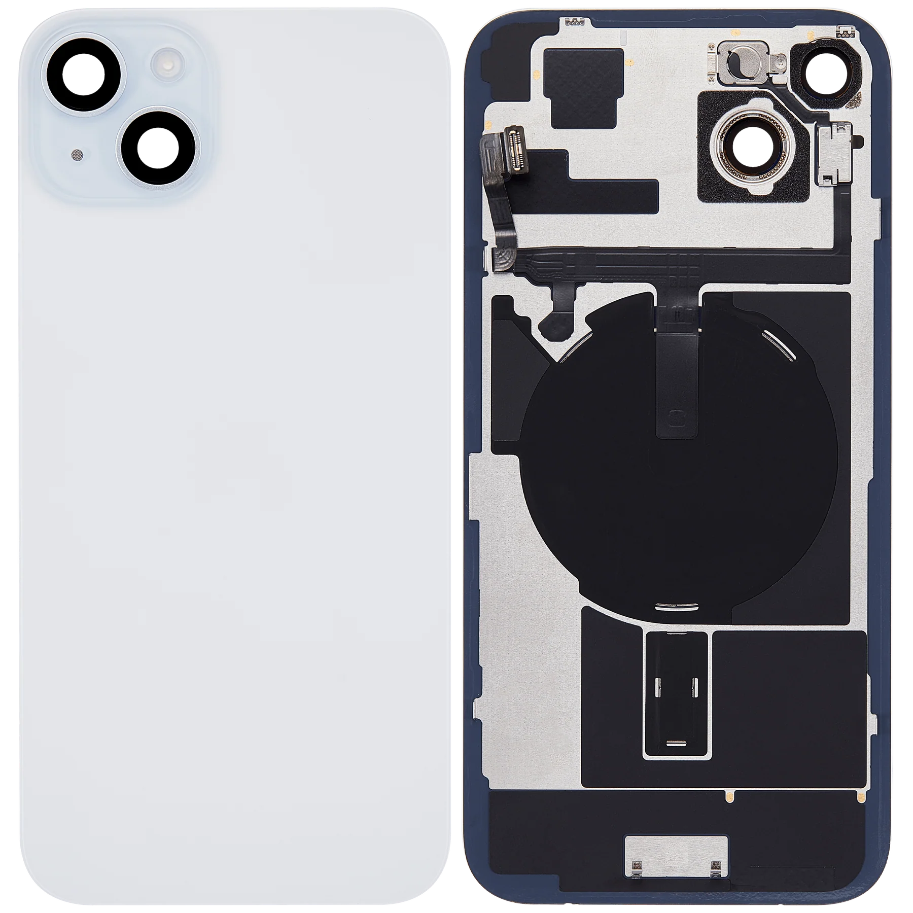 Apple iPhone 15 Backcover Glass - With Flash Light Flex + Magsafe Magnets + Wireless Charging Flex - Blue PULLED