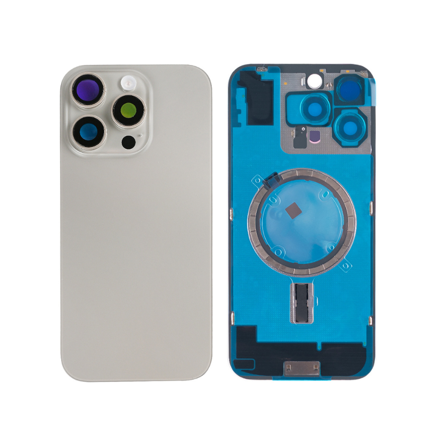 Apple iPhone 16 Pro Backcover Glass - With Camera Frame + Iron Plate + NFC Magnet - Natural OEM
