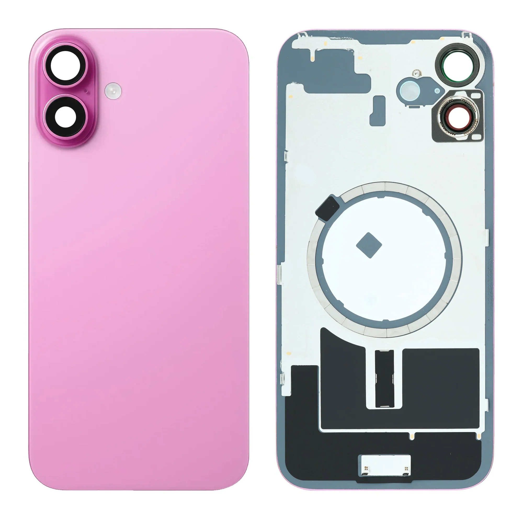Apple iPhone 16 Backcover Glass - With Camera Frame + Iron Plate + NFC Magnet - Pink OEM