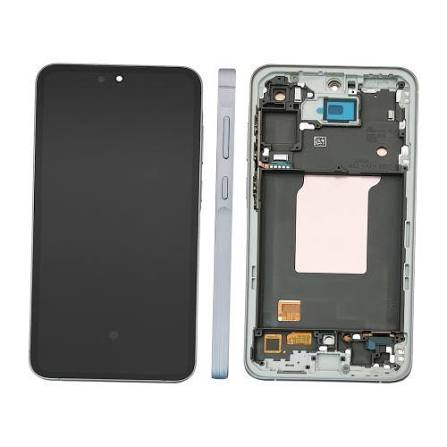 Samsung Galaxy A55 A556B Display And Digitizer With Frame Ice Blue Pre-Assembled SERVICE PACK