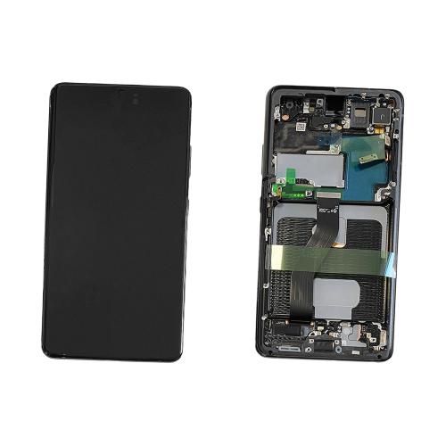 Samsung Galaxy S21 Ultra 5G G998B Display And Digitizer With Frame Phantom Black Service Pack