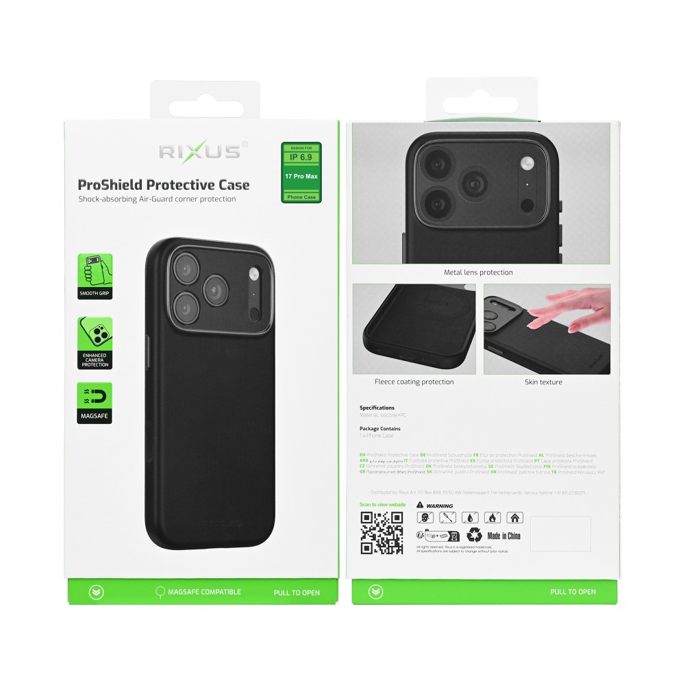 Rixus ProShield Case For Apple iPhone 17 Pro Max Black