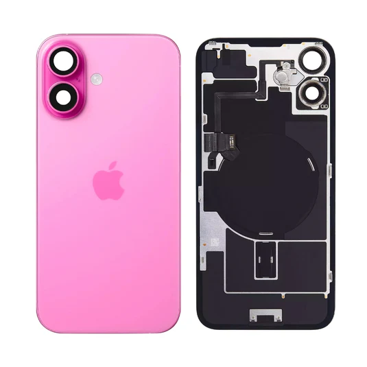 Apple iPhone 16 Backcover Glass - With Flash Light Flex + Magsafe Magnets + Wireless Charging Flex - Pink PULLED