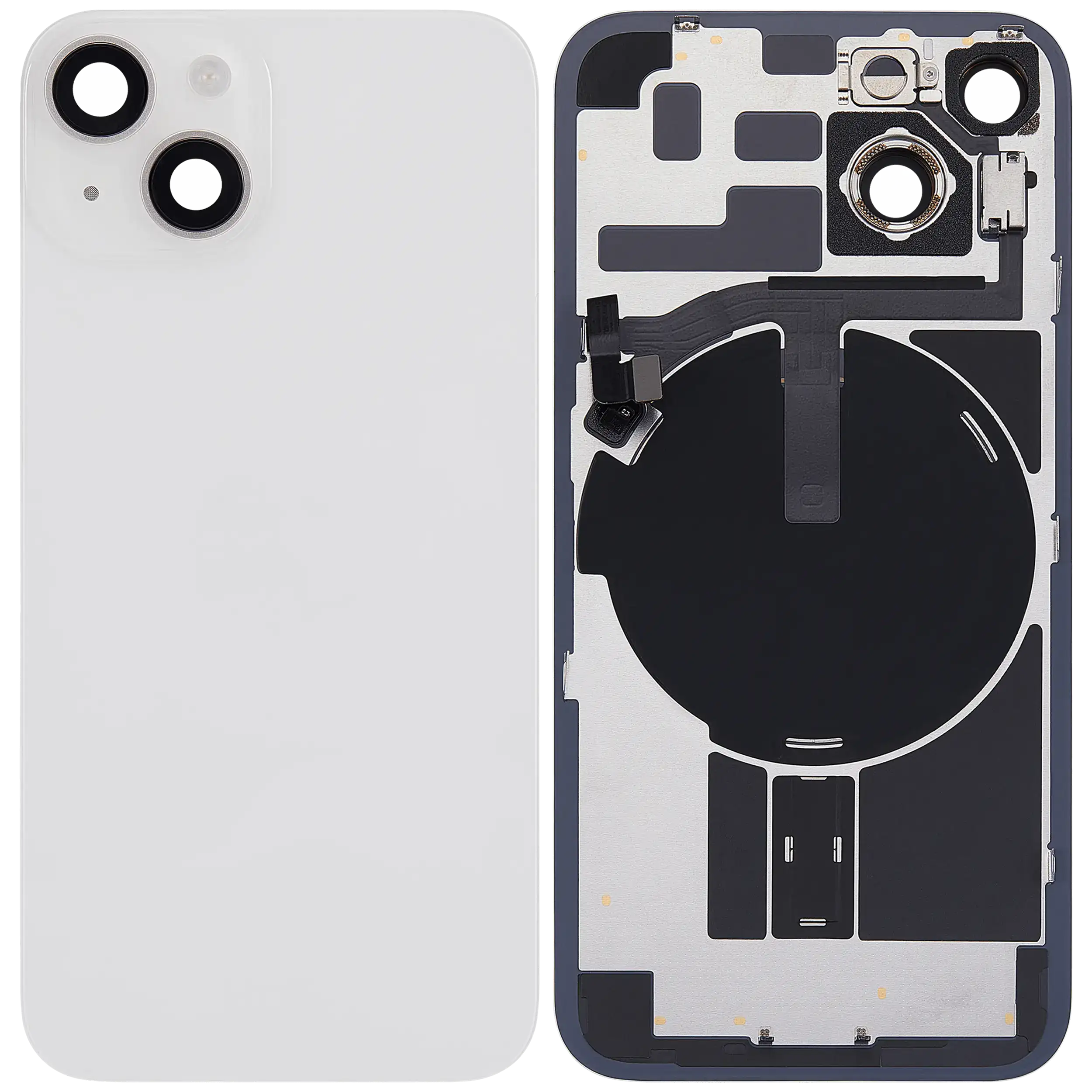 Apple iPhone 14 Backcover Glass - With Flash Light Flex + Magsafe Magnets + Wireless Charging Flex - Starlight OEM