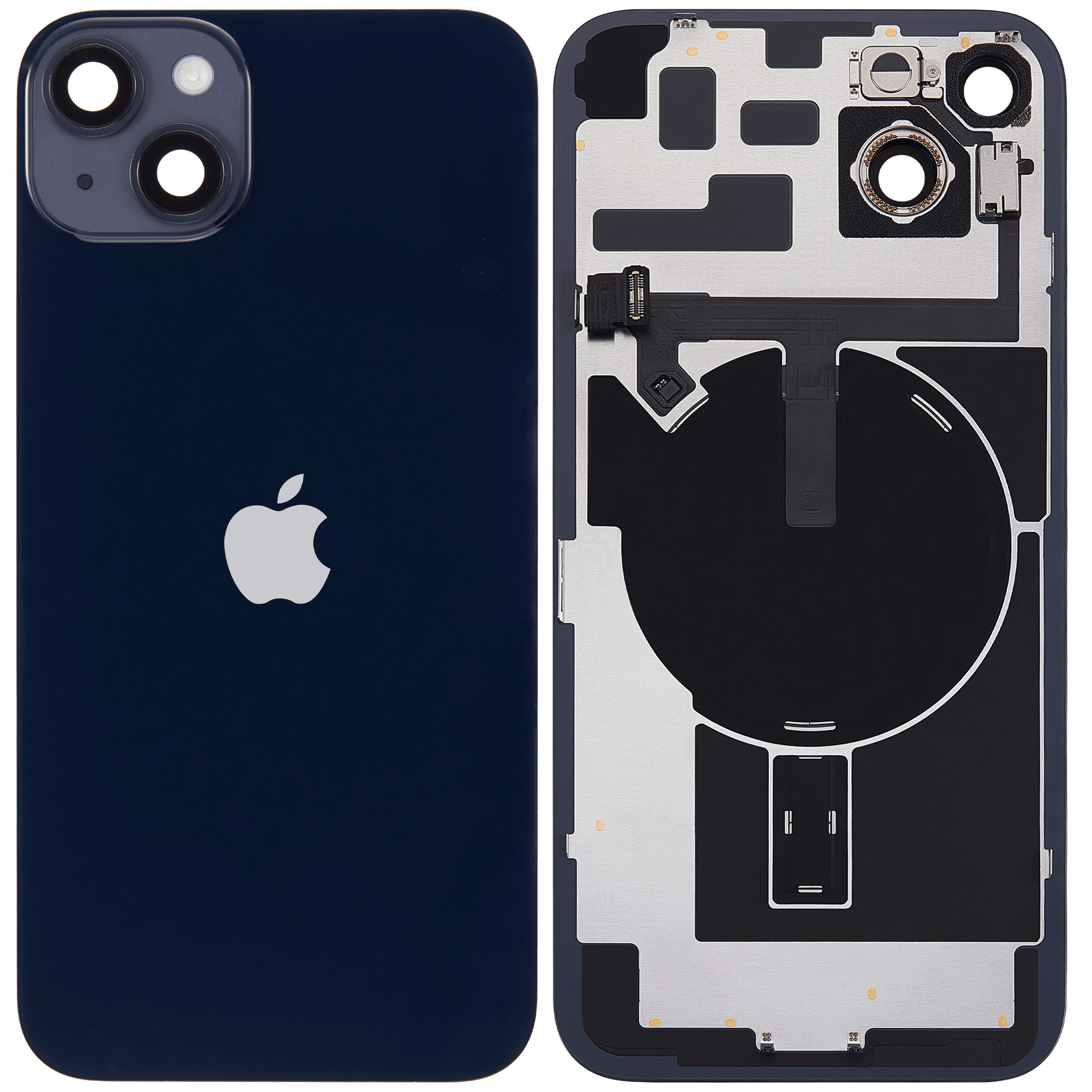 Apple iPhone 14 Plus Backcover Glass - With Metal plate + Magsafe Magnets + Wireless Charging Flex - Midnight OEM