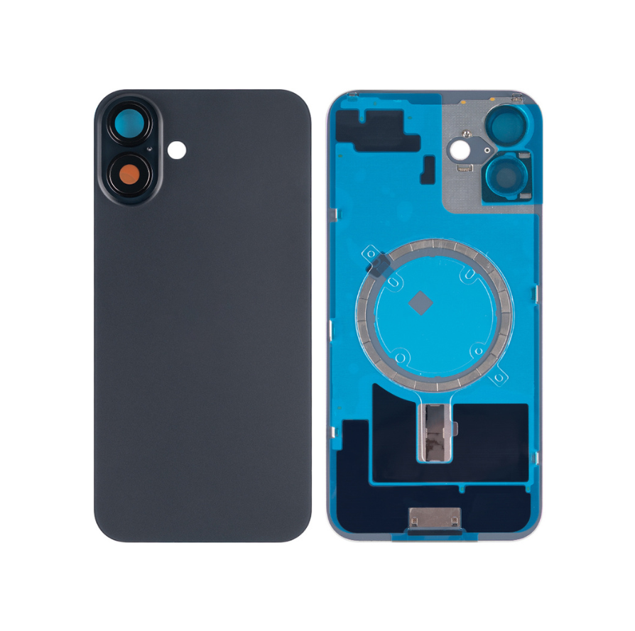 Apple iPhone 16 Backcover Glass - With Camera Frame + Iron Plate + NFC Magnet - Black OEM