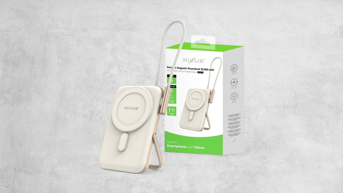 Rixus Rxpb29 Magnetic Powerbank 10000mah With Usb-c Cable Build-in Rose Gold