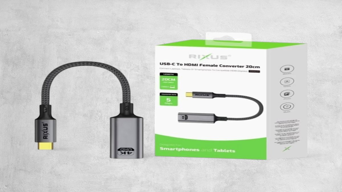 Rixus Rxhu17 Usb-c To Hdmi Female Converter 20cm Space Gray