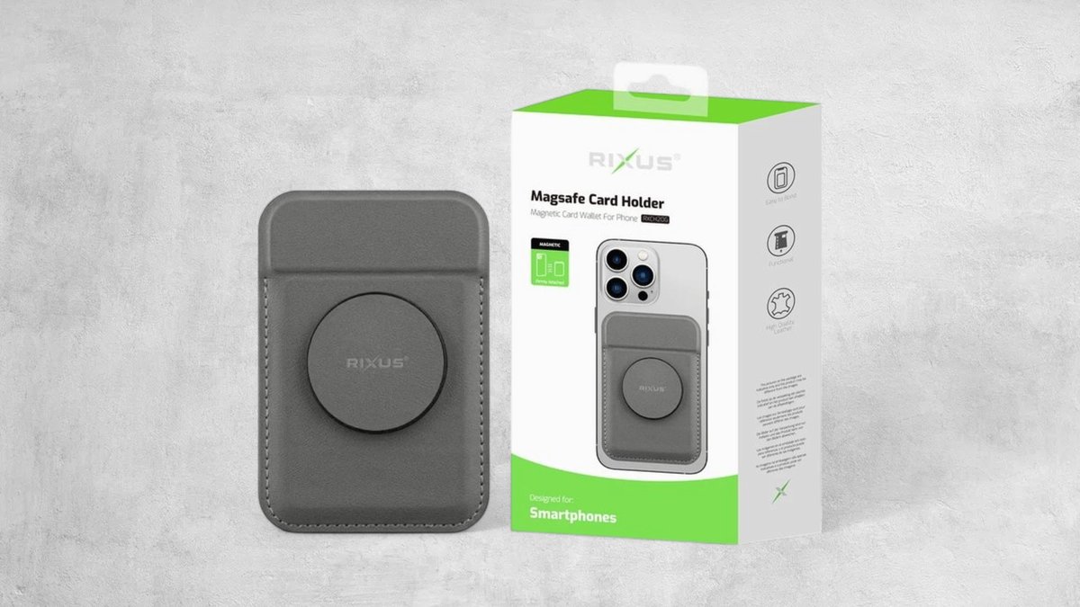 Rixus Rxch20g Card Holder With Magsafe Compatible Gray