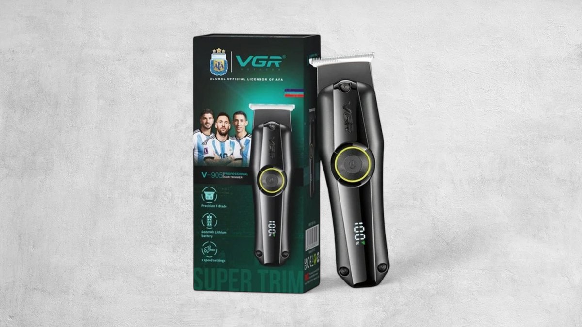 Vgr V-905 Professional Cordless Rechargeable Hair Trimmer With Usb Charging Cable, Led Display, Precision T Blade
