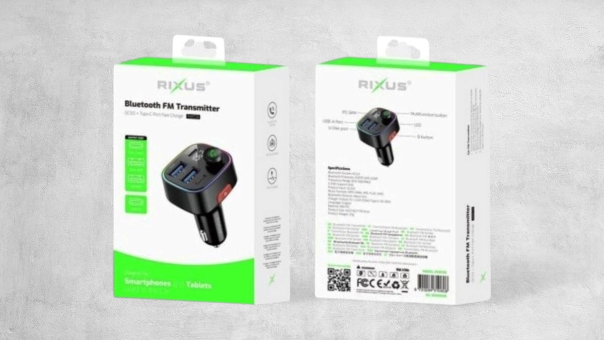 Rixus RXBT28 Car FM Bluetooth Transmitter Black