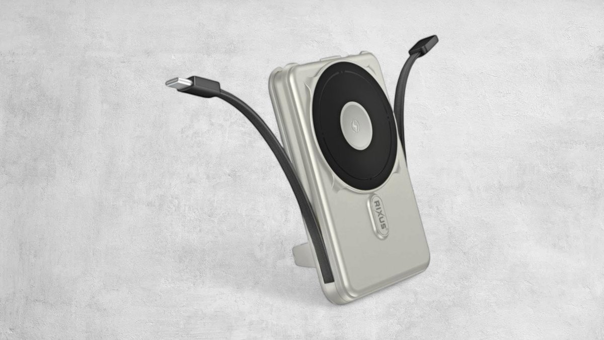 Rixus RXPB76A MagSafe Compatible Powerbank 10000mAh With Built-in Cable Silver