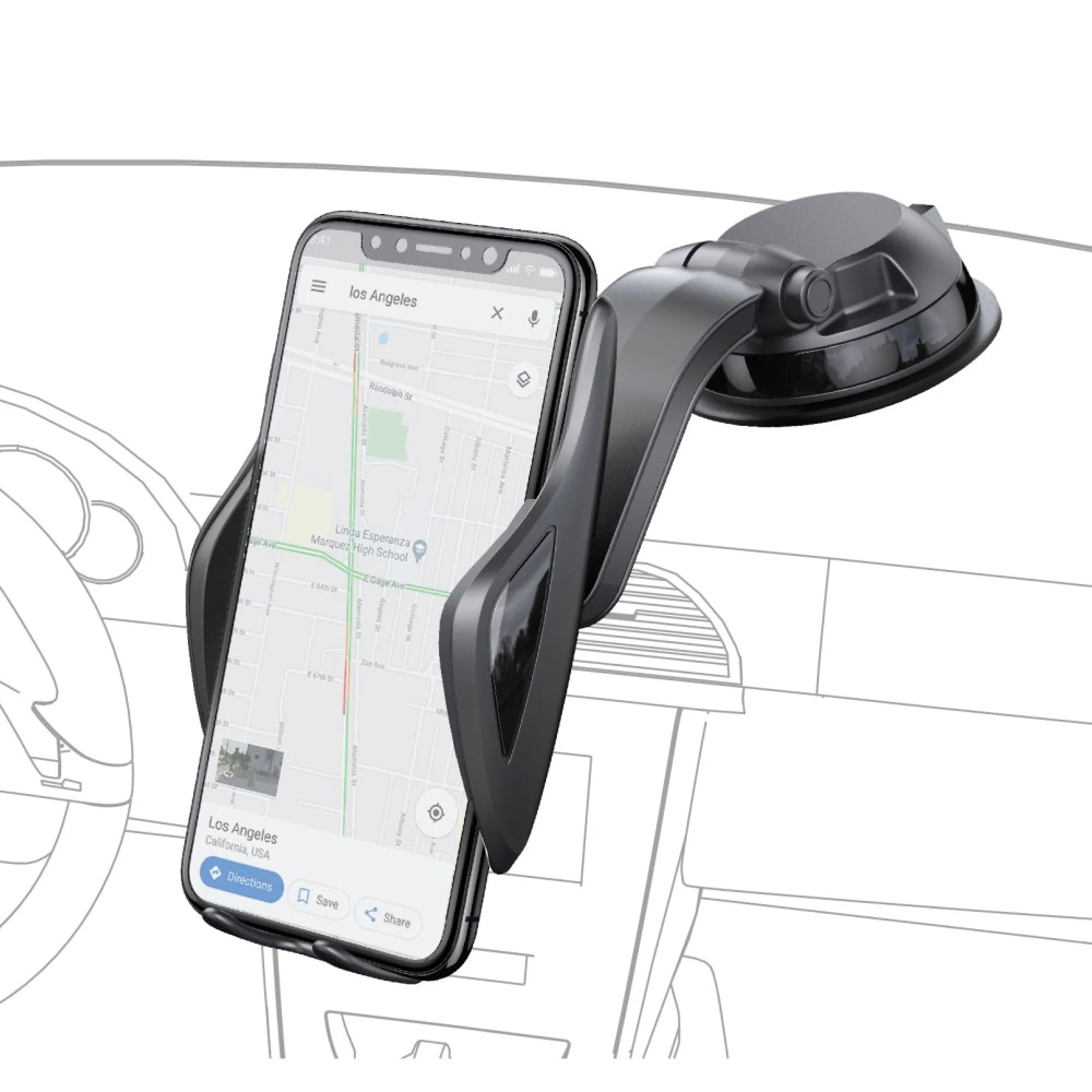 Rixus RXHM15 Adjustable Smartphone Holder With Suction Cup Black
