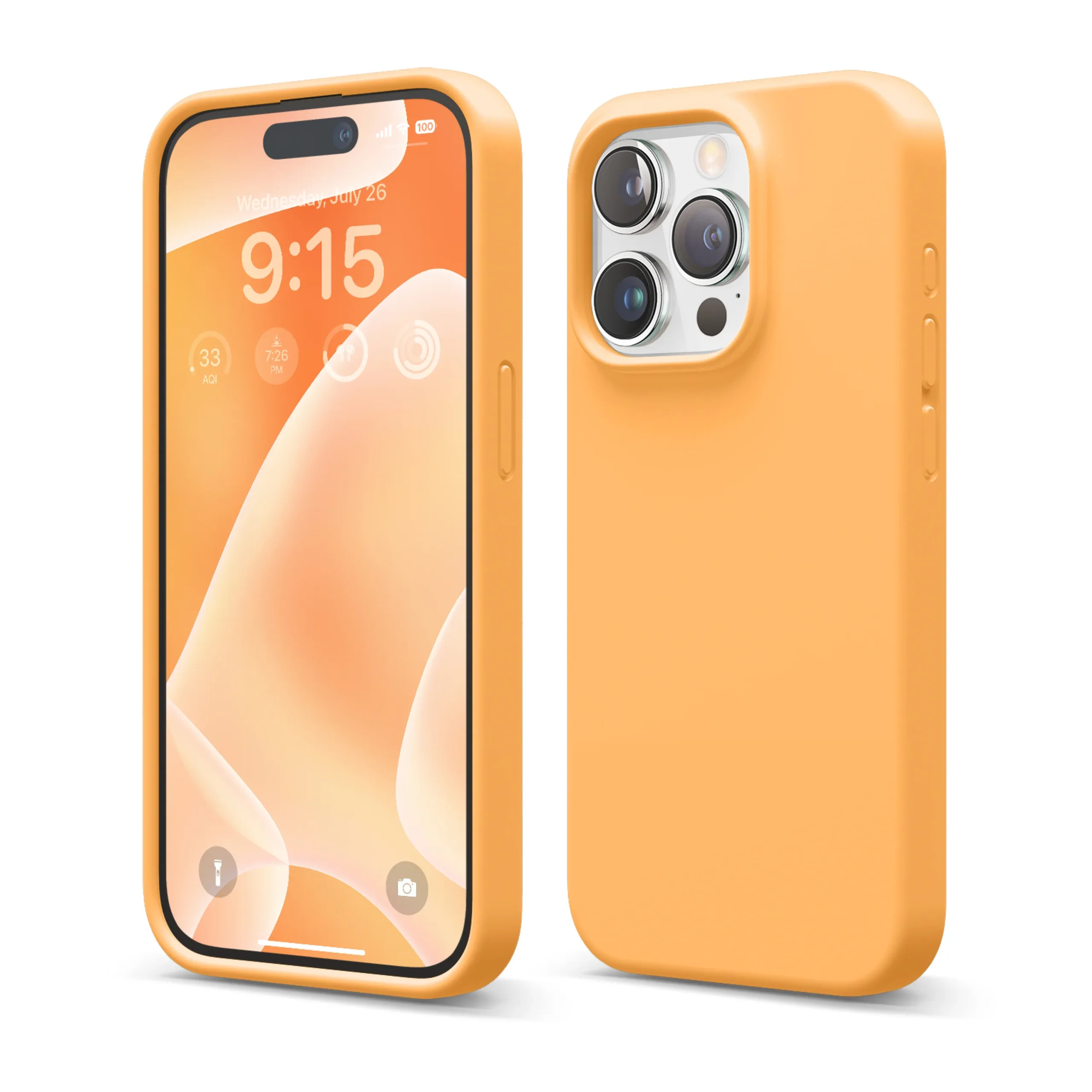Premium Silicone Case for iPhone 15 Pro  Color: Orange