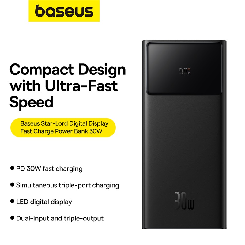 Baseus Powerbank 30W 30000mAh Star-Lord Digital Display Black