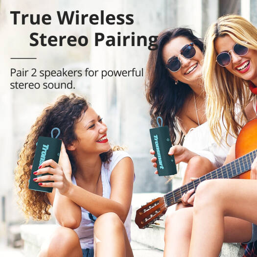 Tronsmart Trip Portable Outdoor Speaker, SoundPulse Technology, Up to 20 Hours of Playtime, 5.3 Bluetooth, IPX7 Waterproof, True Wireless Stereo Pairing, Built-in Microphone, Blue | TRIP-BLUE
