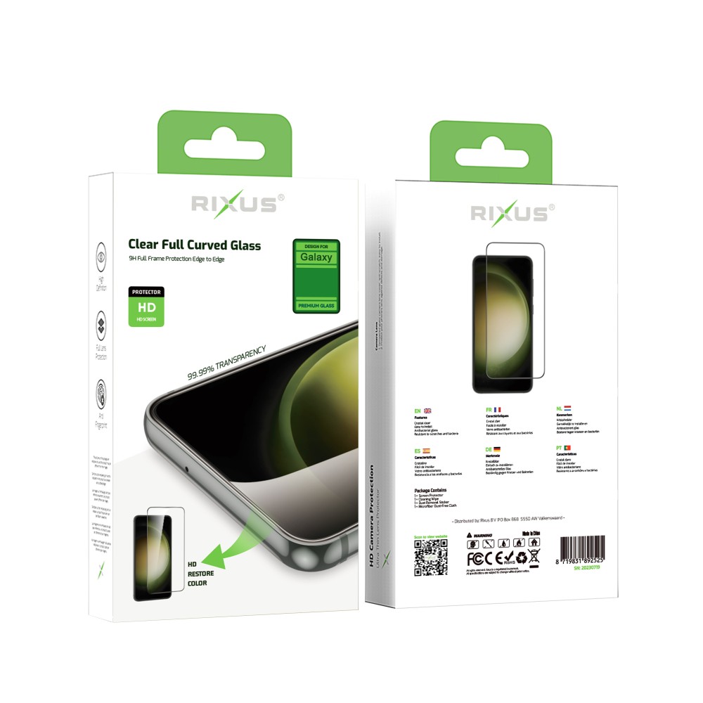 Rixus Clear HD Full Curved Edge Tempered Glass For Samsung Galaxy S23 FE, A54