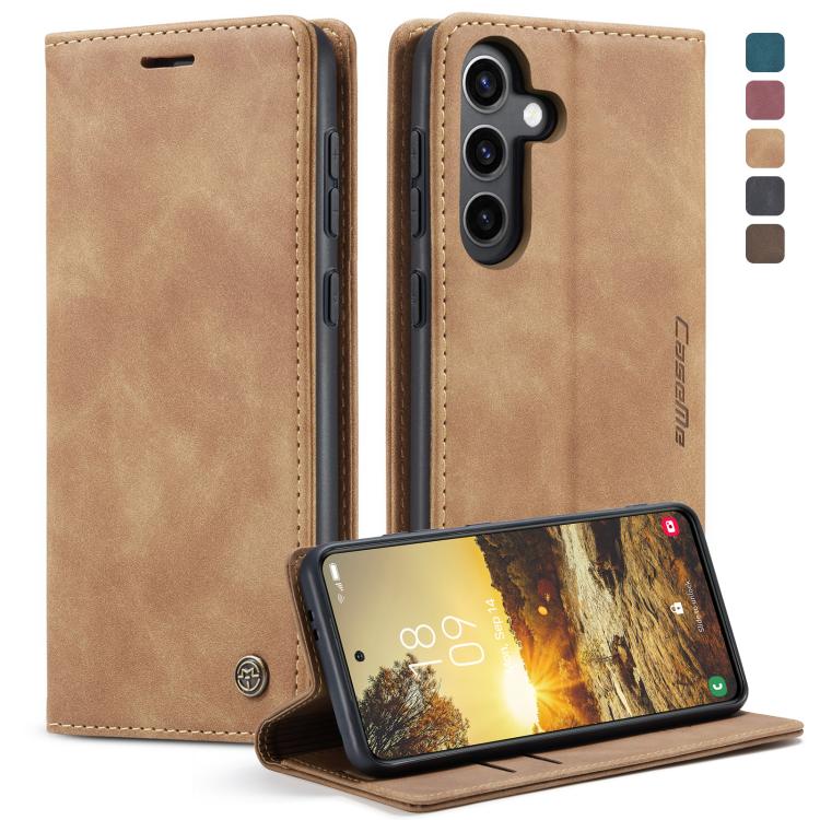Rixus Bookcase For Samsung Galaxy A56 A566B Light Brown