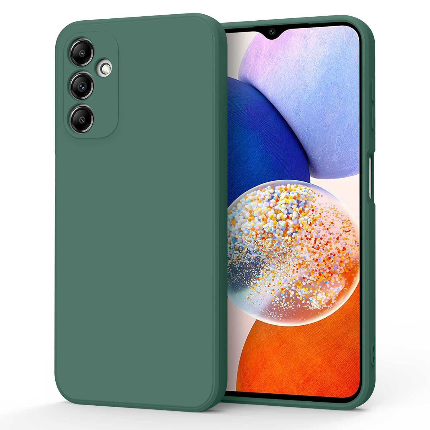 Silicone Cases for Samsung Galaxy A14 5G 4G, Soft Protective Phone Case for Women Men, Durable Shockproof Phone Cover for Samsung Galaxy A14 4G 5G Dark Green