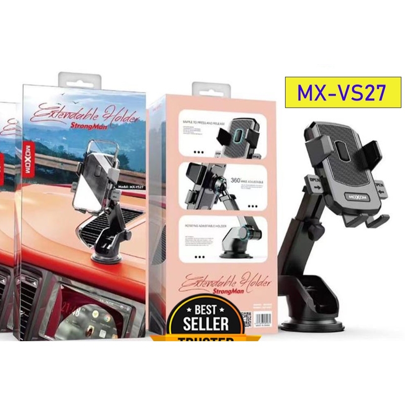 MOXOM MX-VS27 Strongman Extendable 360 Free Adjustable Phone Car Holder ( Black)