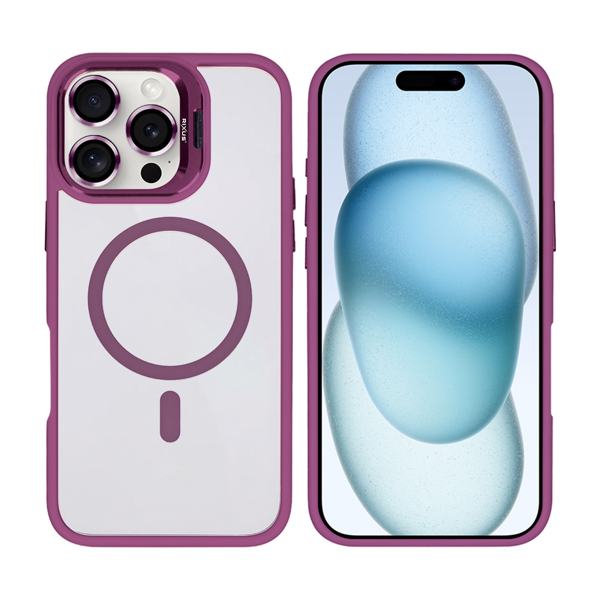 Rixus Classic 03 Case With MagSafe For Apple iPhone 16 Pro Max Dark Pink