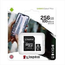Kingston 256GB micSDXC Canvas Select Plus 100R A1 C10 Card + ADP