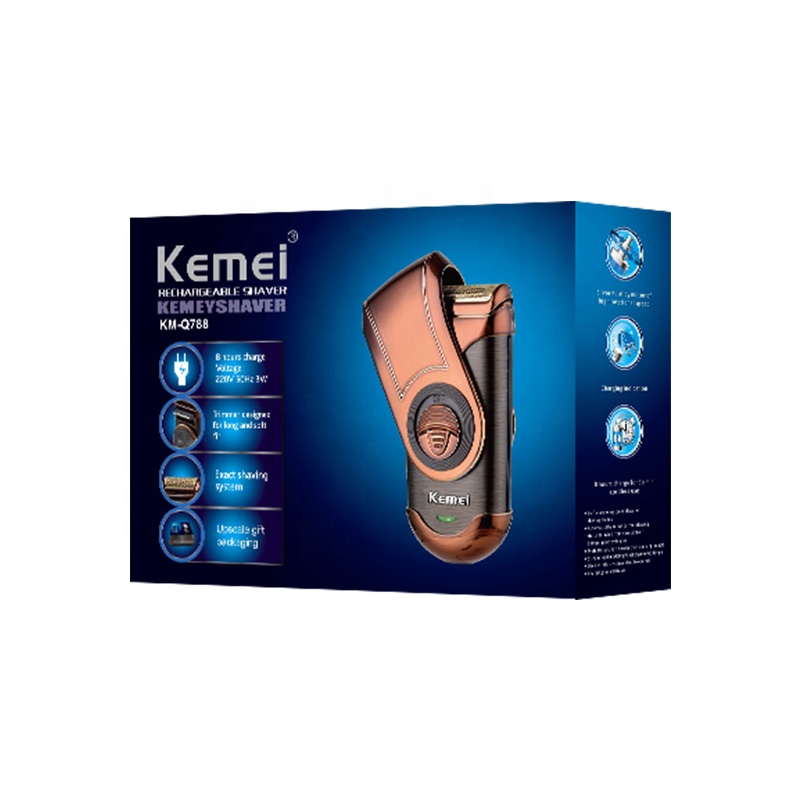 KEMEI KM Q788 Men's Electric Shaver Rechargeable 2 Floating Cutter Head Support Body Rotatable Protection