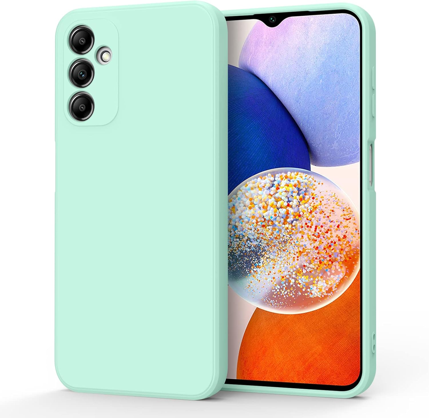 AK for Samsung Galaxy A14 4G 5G Case, Stylish Slim Liquid Silicone Full-Body Protective Cover for Samsung Galaxy A14 4G 5G 6.6 Inch Phone Case (Light Cyan) Color:Light Cyan