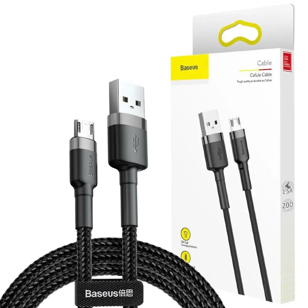 Кабель Baseus USB to Micro 1.5A 2m (CAMKLF-C91) чорн/черв.
