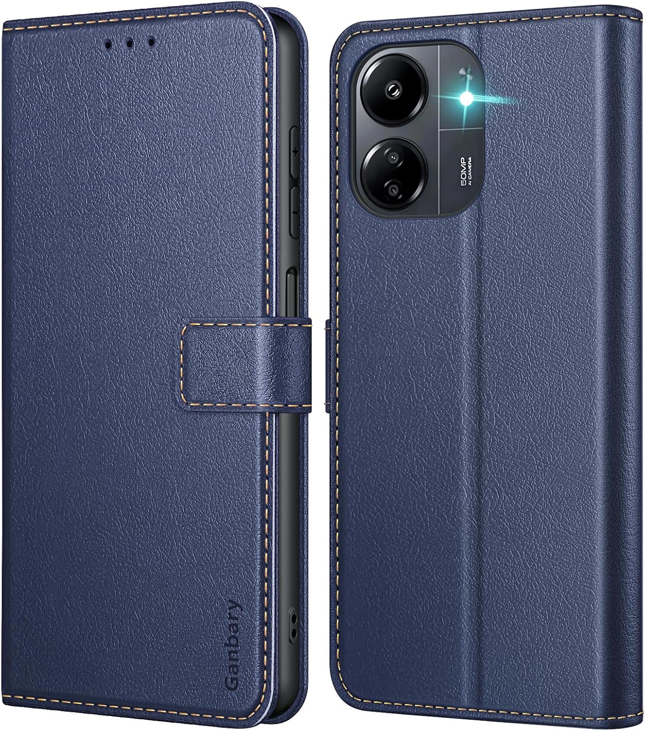 Ganbary Compatible with Xiaomi Redmi 13C/Poco C65 Case, Premium PU Leather Flip Wallet Phone Case Cover [Full Protection] [Card Slots] [Kickstand] for... Colour Name:bule
