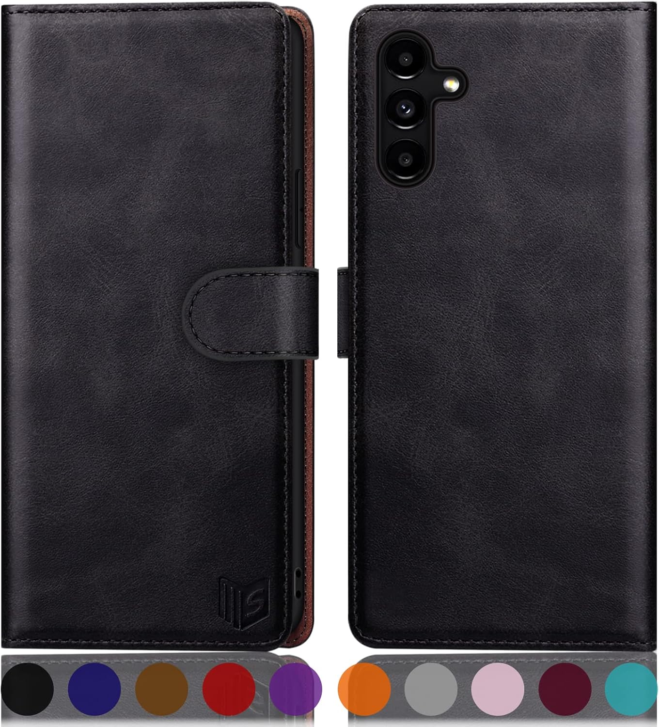 SUANPOT for Samsung Galaxy A14 5G case with [Credit Card Holder][RFID Blocking],PU Leather Flip Book Protective Cover Women Men for Samsung A14 Phone case Black