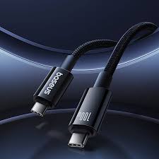 Baseus Tungsten Gold Fast Charging Data Cable Type-C to Type-C 100W 1/2M Compatible for iPhone 15 Series