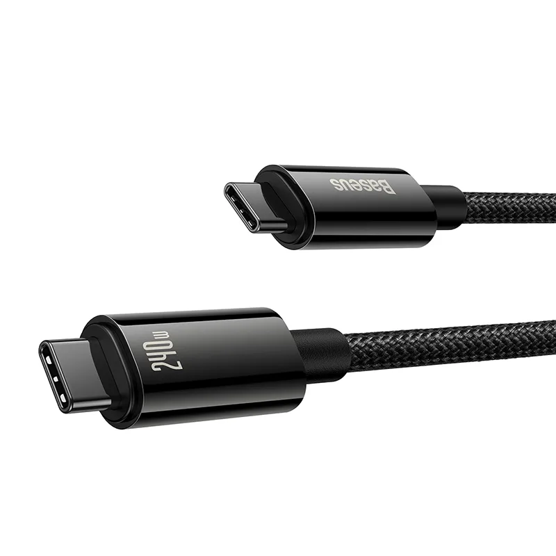 Baseus Cable Type-C to Type-C 240W Tungsten Gold Super Adaptive Fast Charging Data Cable For Laptop Macbook Ipad 3m Black CAWJ040201