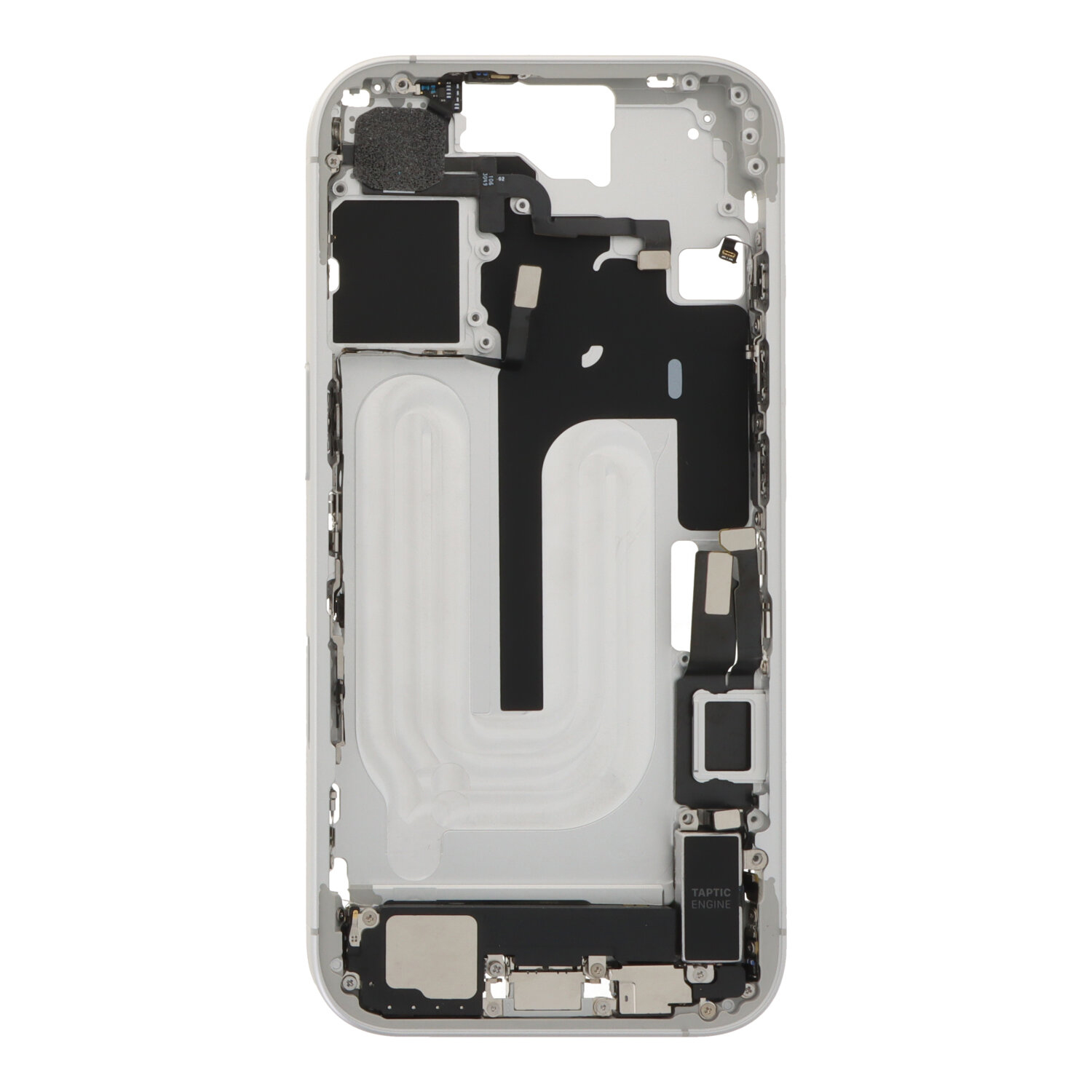 Apple iPhone 16 Midframe - With Small Parts - White pulled