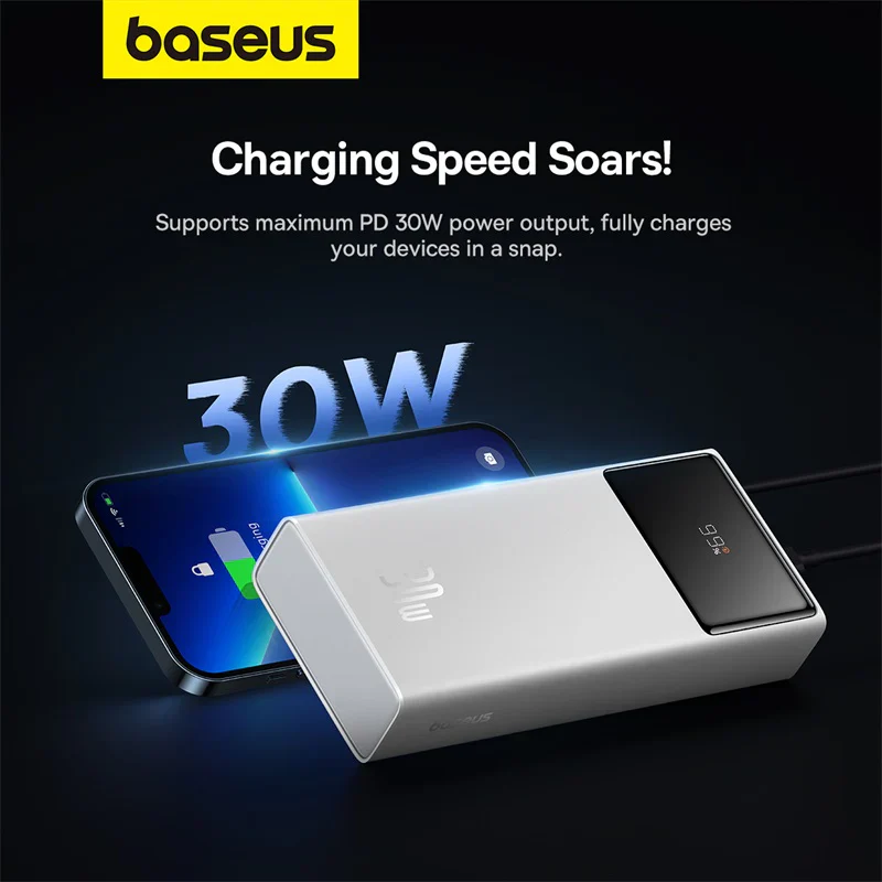 Baseus Star-Lord Digital Display Fast Charging Power Bank 30000mAh 30W (With Simple Series Charging Cable USB to Type-C 3A 0.3m
