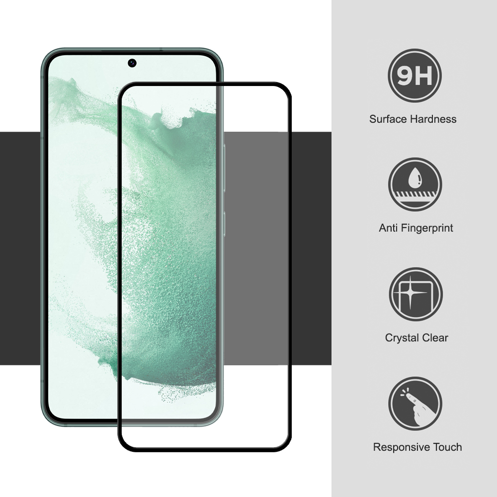 Mocolo Full Coverage Tempered Glass Screen Protector for Samsung Galaxy S22 - Black