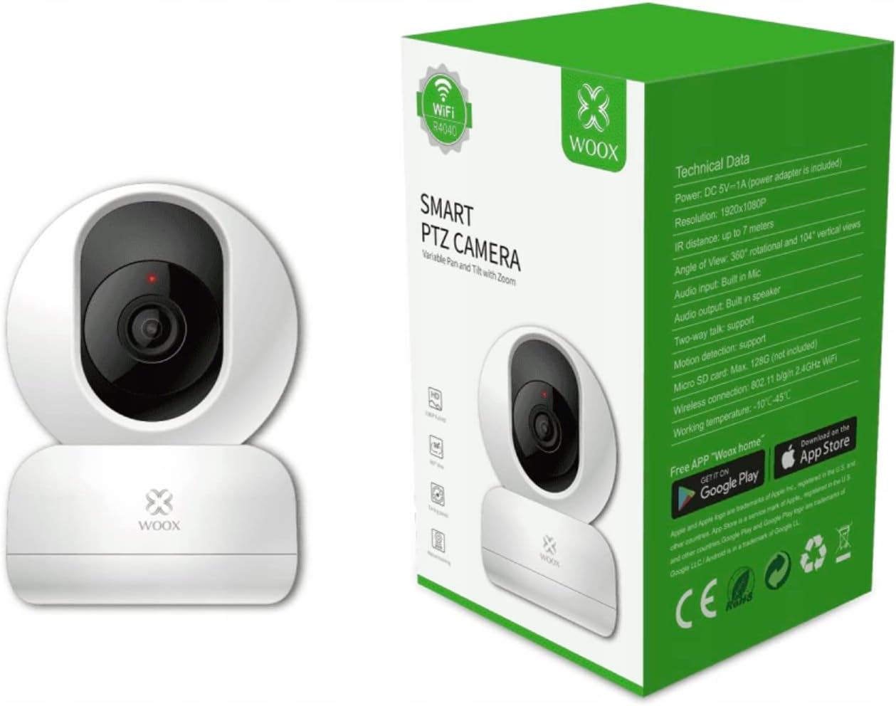 R4040 Smart PTZ Indoor HD Camera 360° App Alexa Google Controllable