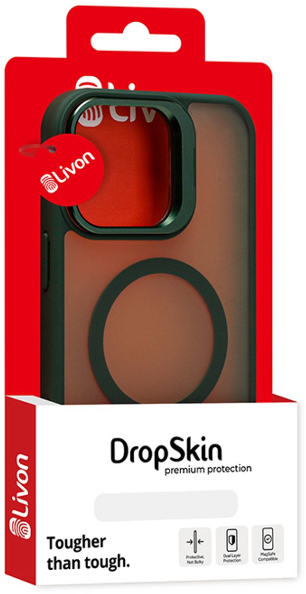 iPhone 14 Pro  MAX Magsafe Hoesje - Livon DropSkin Groen met Uitklapbare Standaard