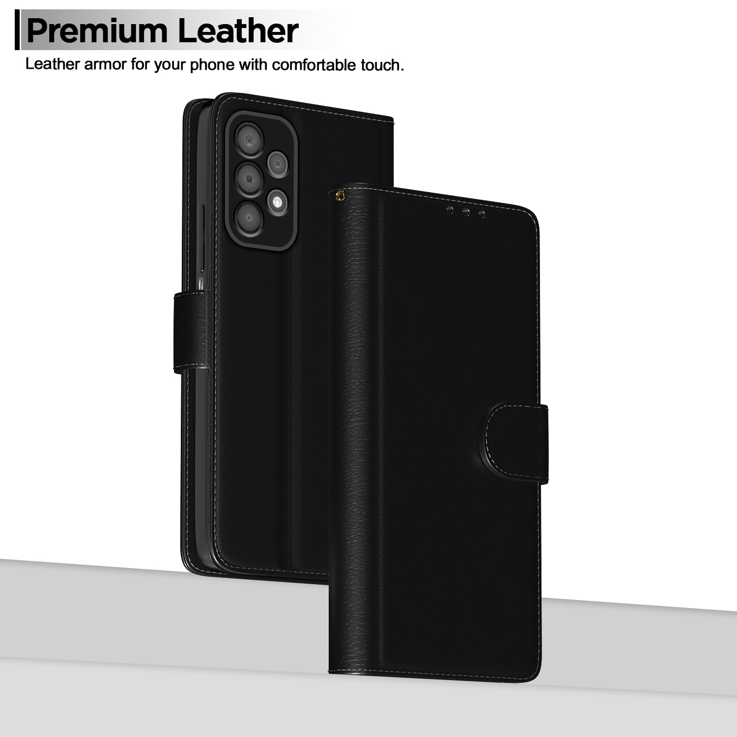 Pikkme Samsung Galaxy A23 4G / A23 5G Flip Cover | Dual-Tone PU Leather Finish | 360 Protection | Inbuilt Wallet & Stand | Magnetic Flip Case for... Colour:Black
