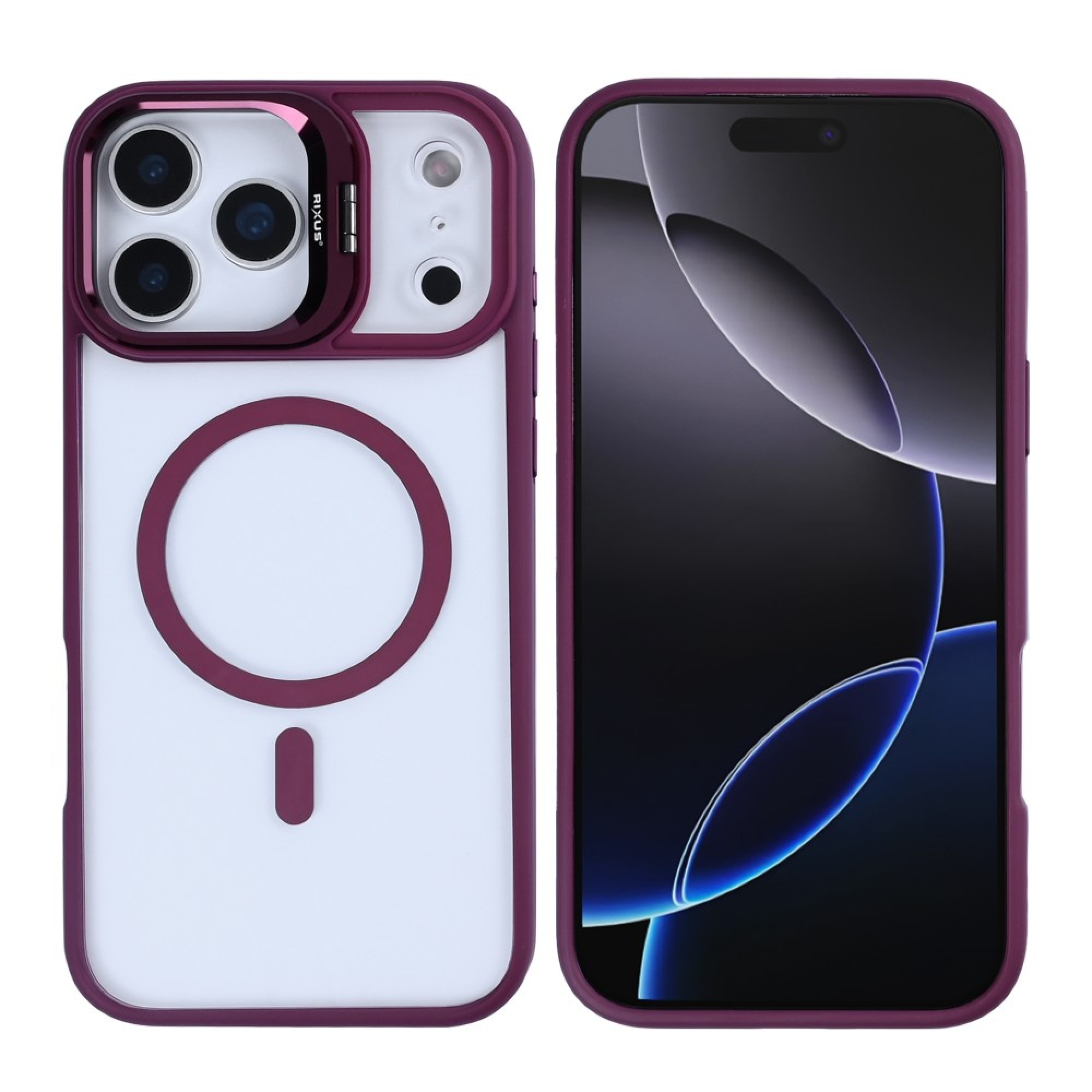 Rixus Classic 03 Case With MagSafe For Apple iPhone 17 Pro Max Dark Pink