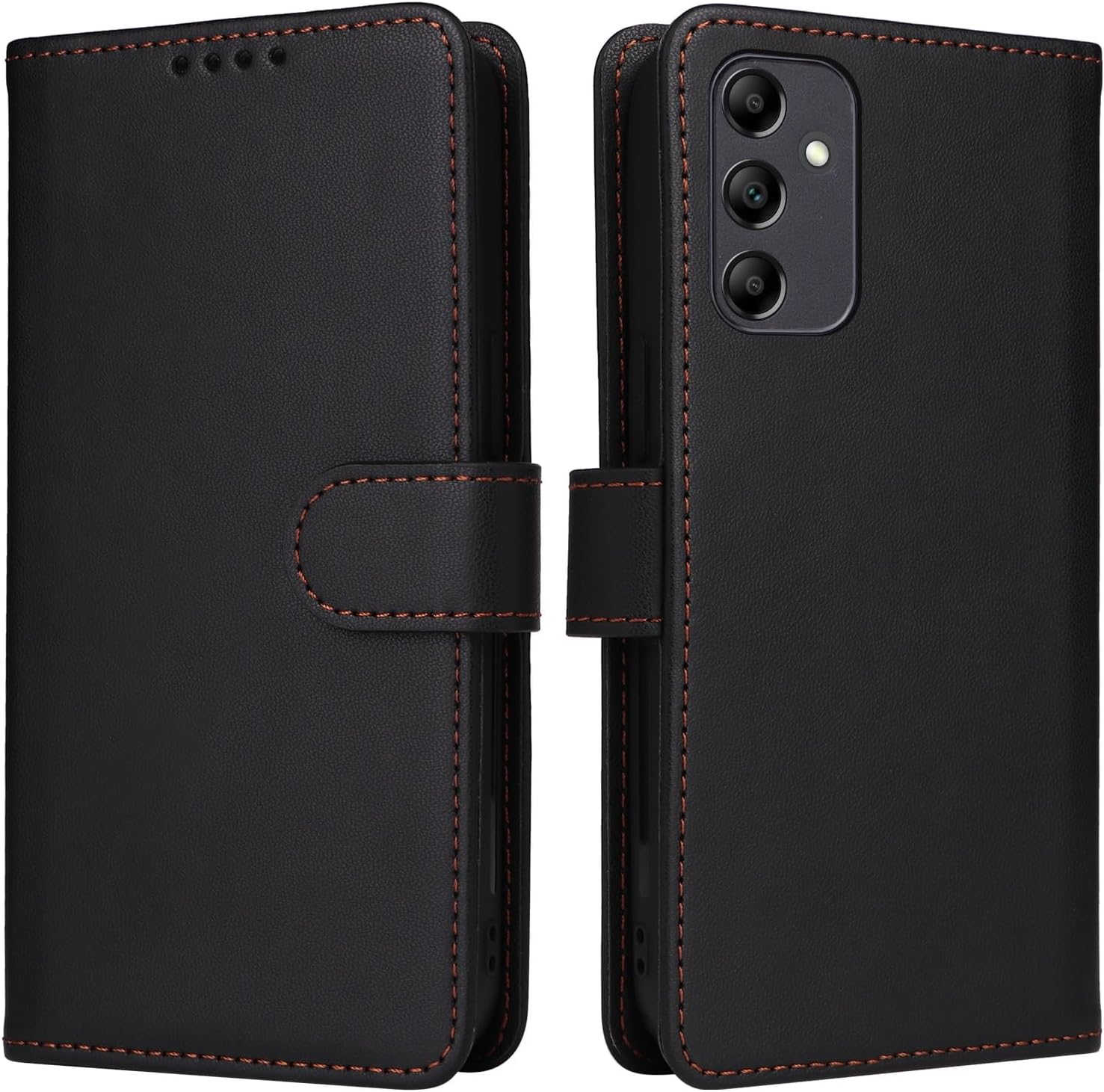 Compatible with Samsung Galaxy A14 5G Wallet Case Detachable Back Case with Card Holder/Wrist Strap, PU Leather Flip Folio Case with Magnetic Stand... Colour:Black
