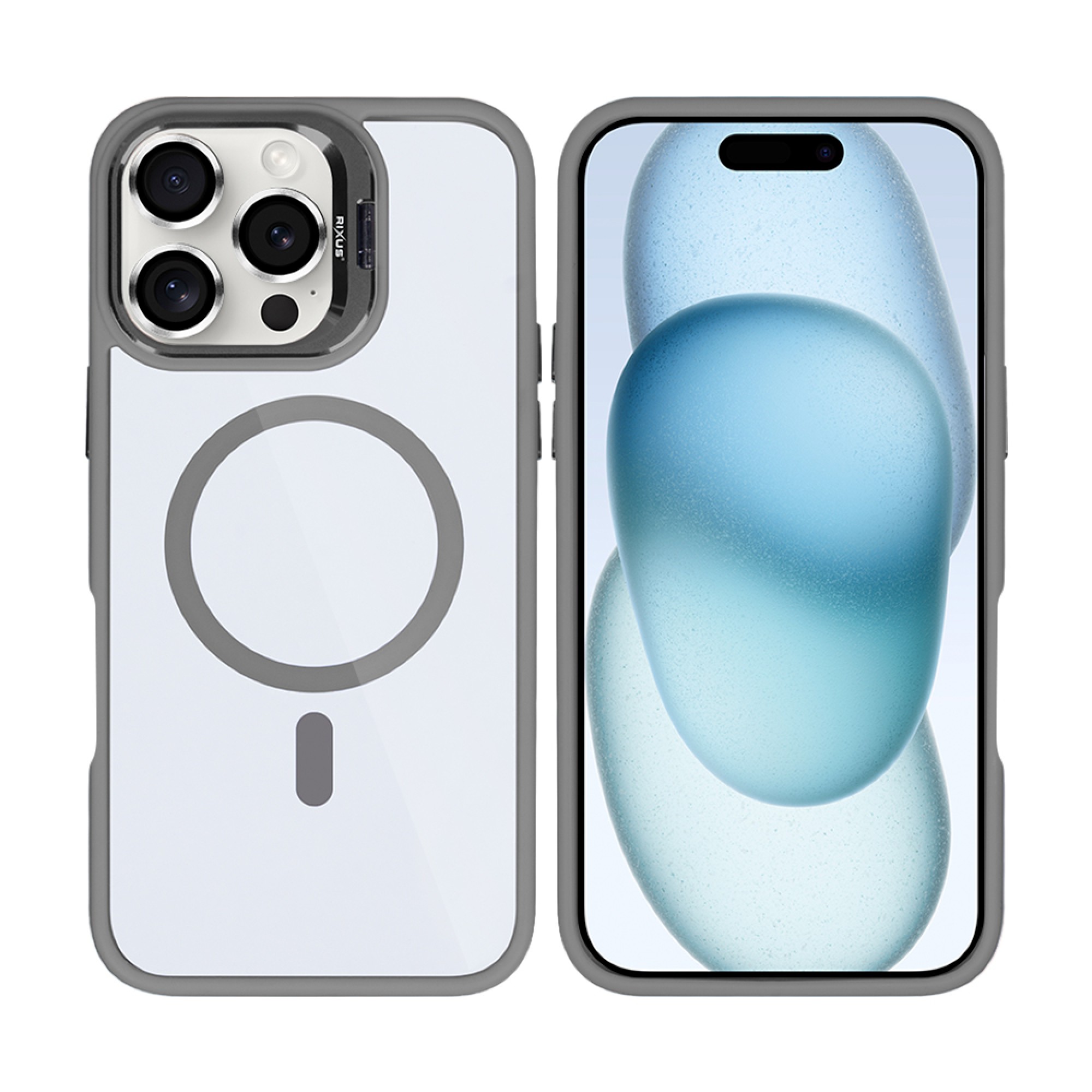 Rixus Classic 03 Case With MagSafe For Apple iPhone 16 Pro Max Titanium Grey
