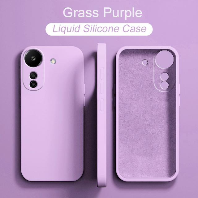 Liquid Silicone Case for XiaoMi RedMi 13C RedMi13C 6.74 Inch Global Version Full Body Camera Protect Case SQUARE Cover Silicon   Colour Light purple