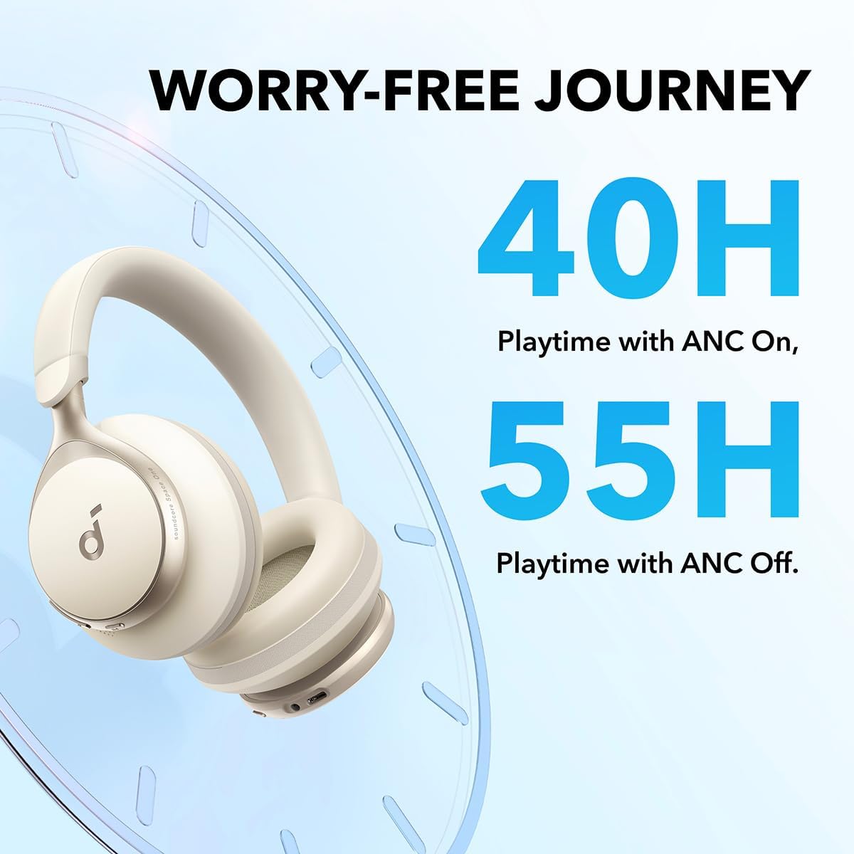 Anker Soundcore Space One - Active Noise Cancelling Headphones, 2X Stronger Voice Reduction, 40H ANC Playtime