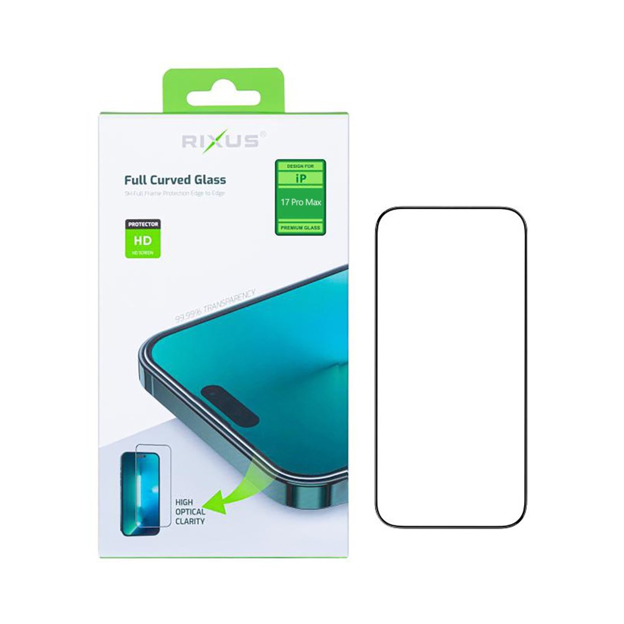 Rixus Clear HD Full Curved Edge Tempered Glass For Apple iPhone 17 Pro Max